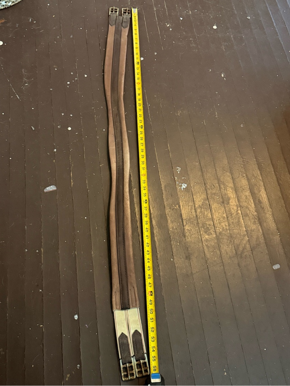 crosby. Brown Leather Girth Straps with Metal Buckles 56 inch girth